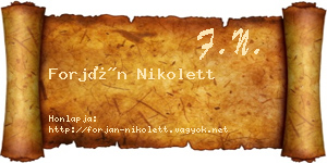 Forján Nikolett névjegykártya